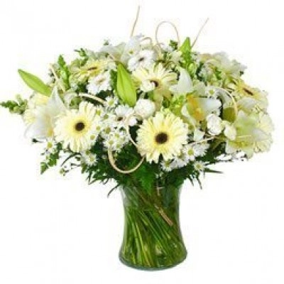Arreglo Floral Blanco En Florero A Domicilio En Cali 