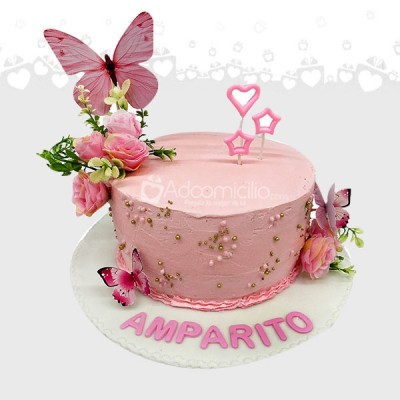 Torta Mariposa Rosada A Domicilio En Cali, Pedido Con 2 Días De Anticipación