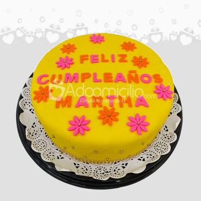 Torta Floreada sencilla Cumpleaños a Adomicilio Cali para 30 Personas Pedido Solicitado Con 4 Días De Anticipación 