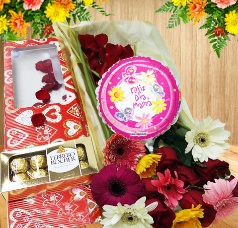 Regalos dia de la Madre Combo Caja de rosas y chocolates 