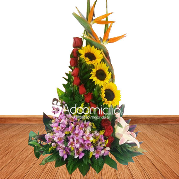 Arreglos florales a domicilio en Cali Orquideas rosas y girasoles