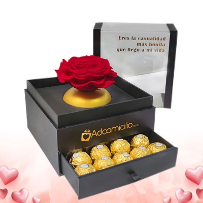 Linea De Lujo Rosa Preservada Con Chocolates Regalos San Valentin A Domicilio En Cali