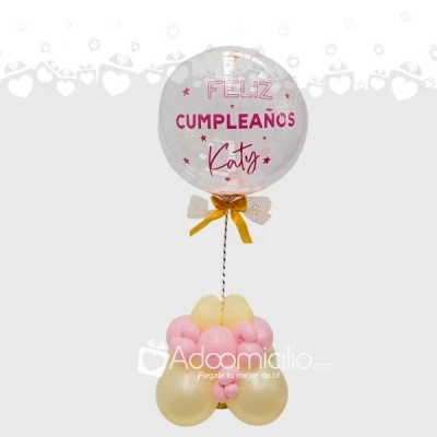 Arreglo de Globo Transparente Personalizado con Base de Globos Regalos a Domicilio en Bogotá