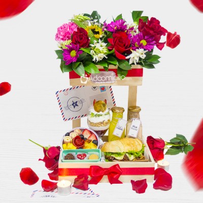 Desayuno Sorpresa Con Flores Para Amor Y Amistad A Domicilio En Medellín Pedido Con Un Día De Anticipación 