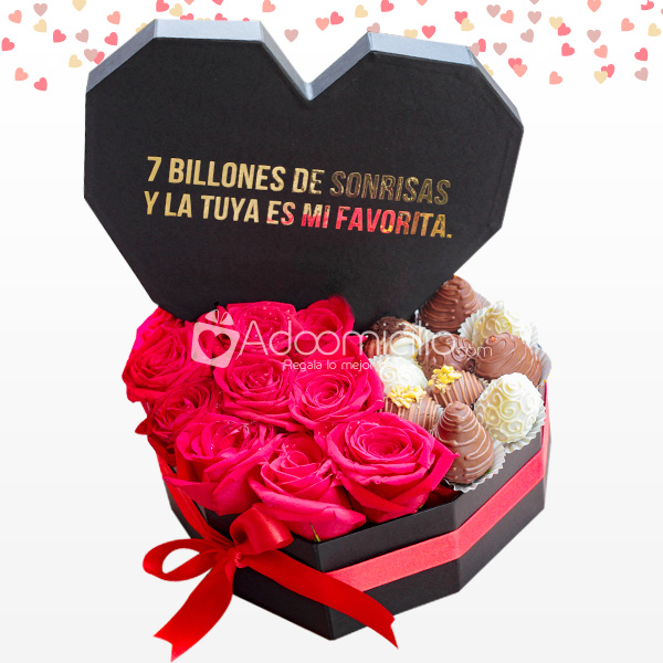 7 Billones De Sonrisas Caja De Rosas Y Fresas Con Chocolate Regalos De Amor Y Amistad Pedido Con Un Dia De Anticipación