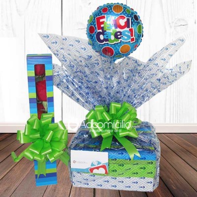 Desayuno y caja de rosas mini decoración para hombre a domicilio en Cali 