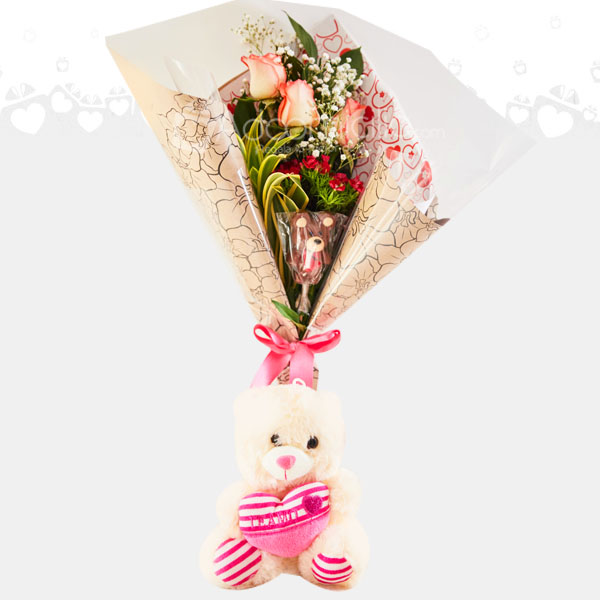 Bouquet De Rosas Y Peluche A Domicilio En Bucaramanga 