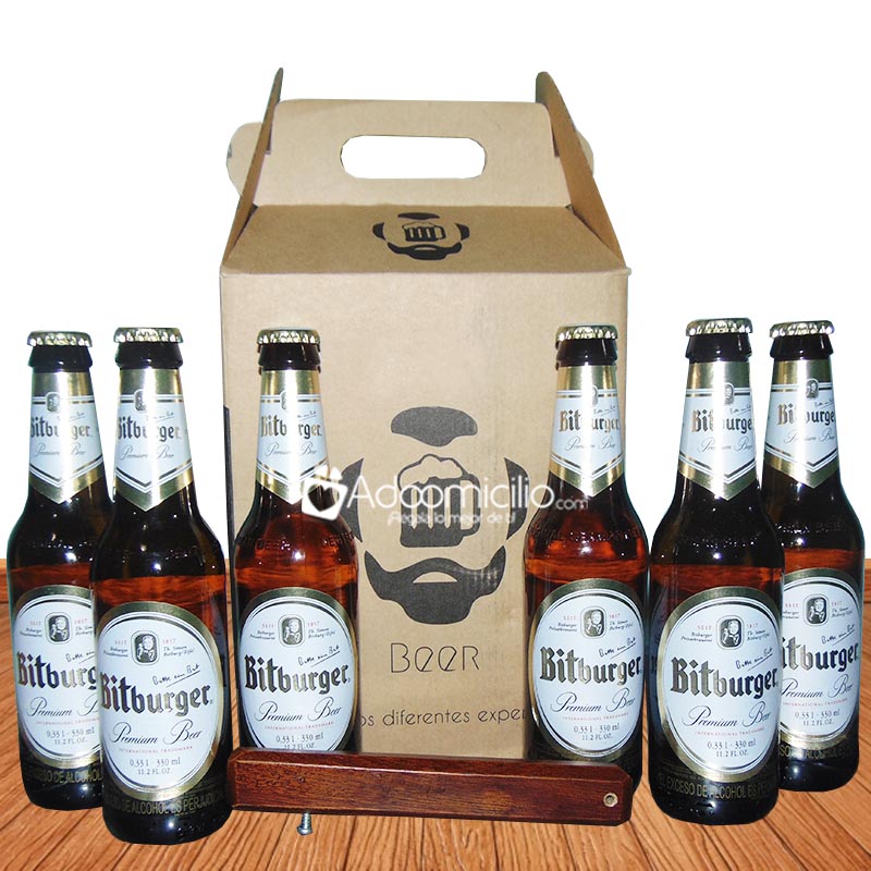 Ancheta con licores Cali Six pack cervezas Bitburger Premium de Alemania 