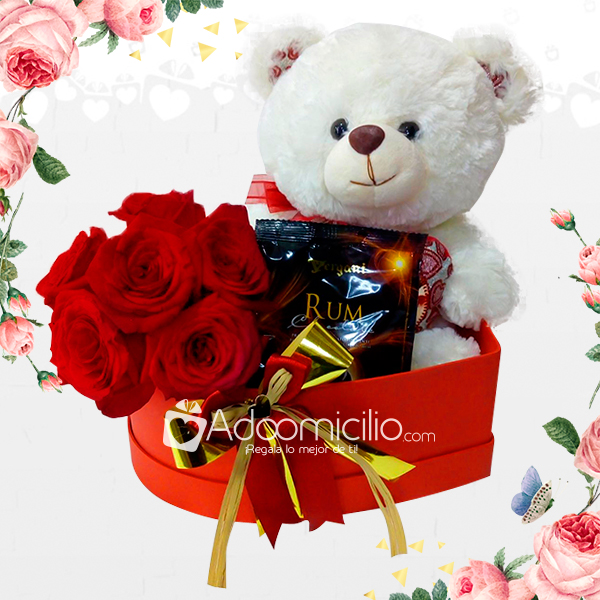 Regalos Para Mamá Corazón De Flores Con Peluche A Domicilio En Medellin