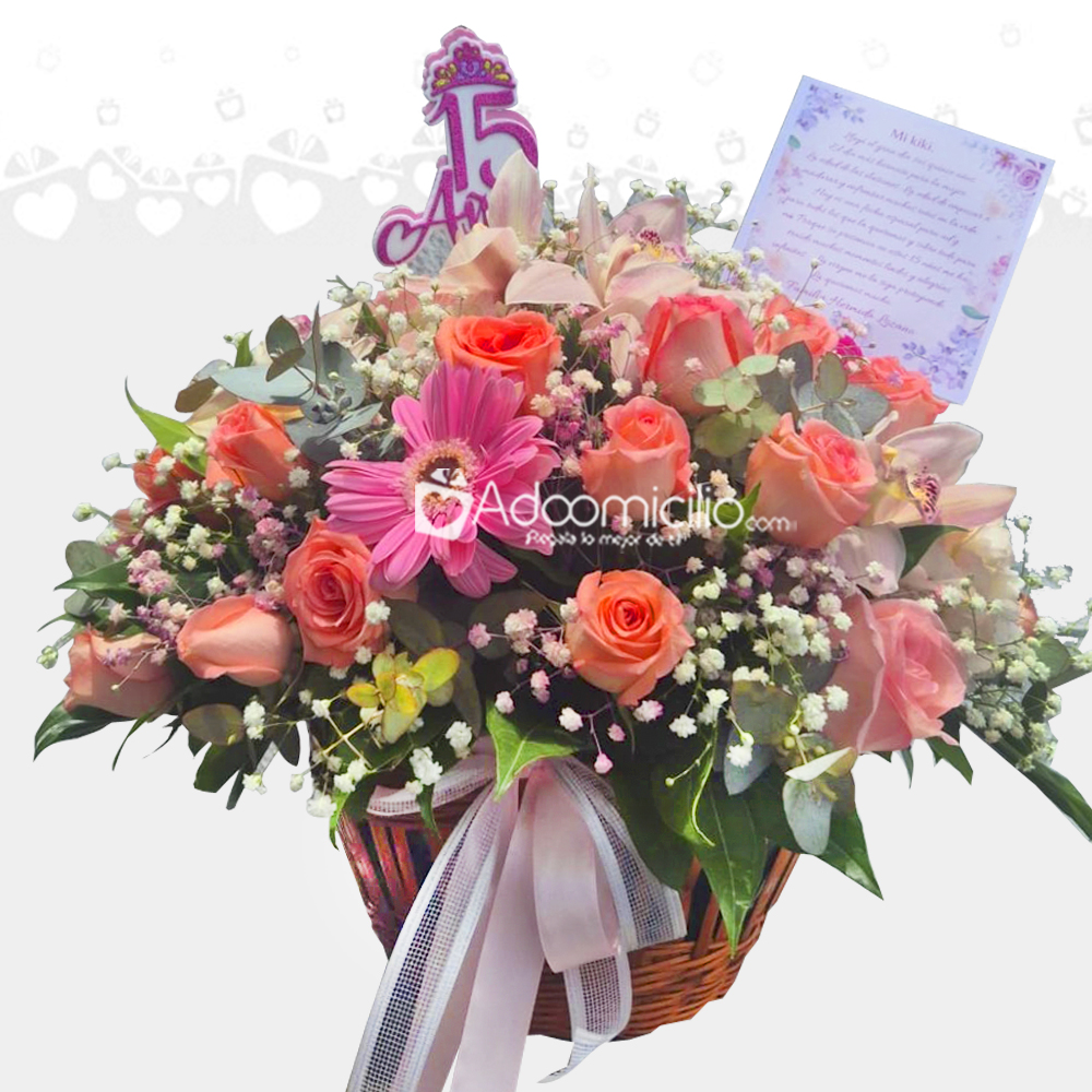 Arreglo Floral Para Quinceaños A Domicilio En Bogotá Pedido Con Un Día De Anticipación