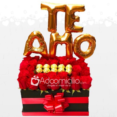 Te Amo De Rosas x 30 Con Chocolates Caja de Rosas Dia de la Mujer A Domicilio En Cali
