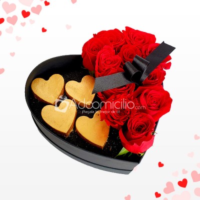 Lindo Amor Y Chocolate Caja De Rosas Con Corazones A Domicilio En Pereira Regalos De Amor Y Amistad