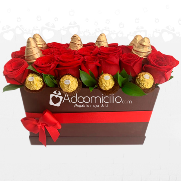 Sueños Dorados Caja De Rosas Y Fresas Con Chocolate A Domicilio En Pereira