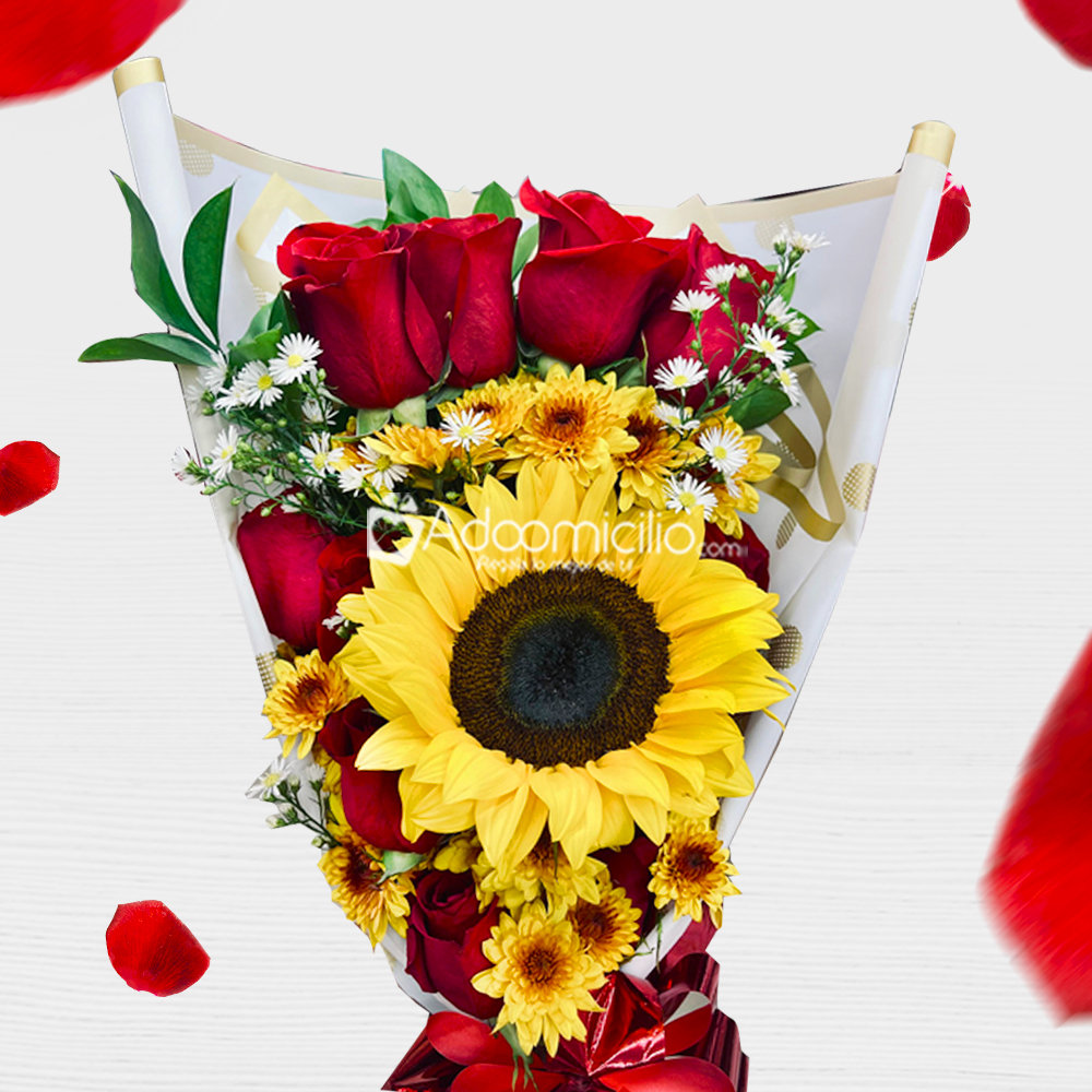 Girasol Y Rosas Para San Valentín A Domicilio En Barranquilla Pedido Con Un Día De Anticipación 