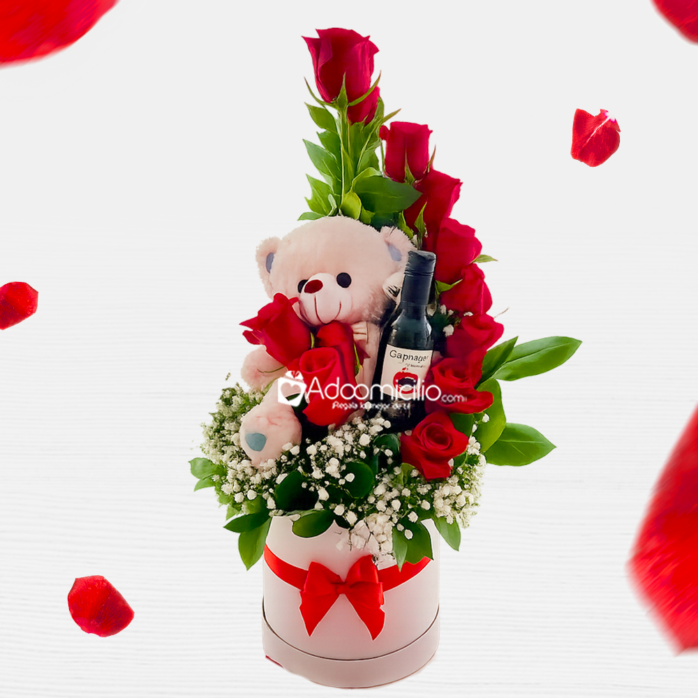 Vino Con Rosas Y Peluche Para San Valentín A Domicilio En Bogotá Pedido Con Un Día De Anticipación 