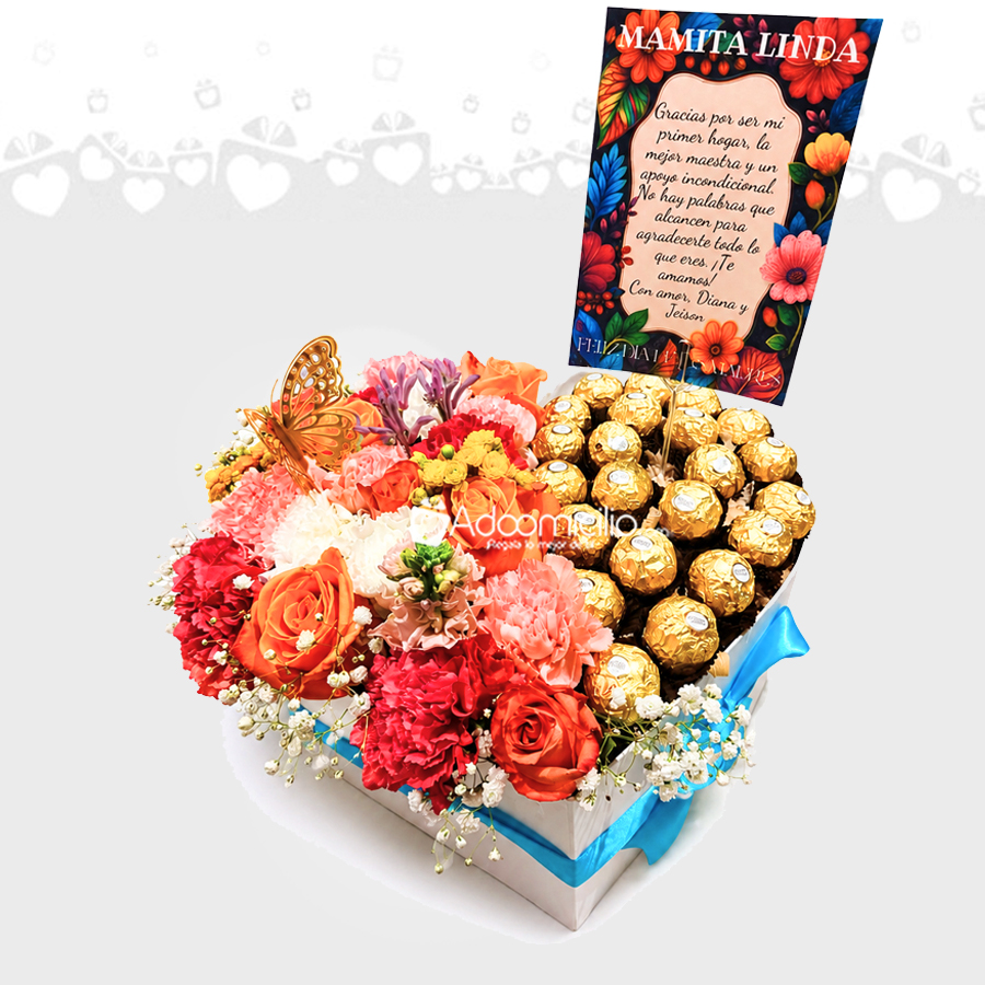 Corazón De Flores Y Chocolates Para Mamá A Domicilio En Bogotá Pedido Con Un Día De Anticipación