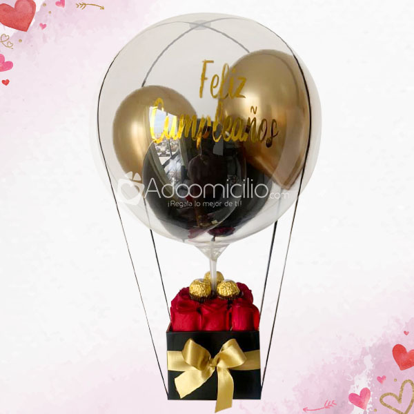 Caja De Rosas, Chocolates y Globo Burbuja Regalos De Cumpleaños A Domicilio En Armenia Pedido Con Un Dia De Anticipado