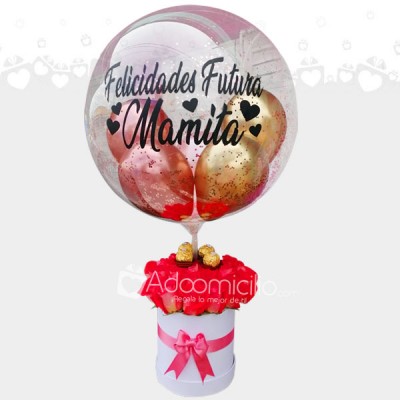 Caja de Rosas con Chocolates y Globo Burbuja a Domicilio en Villavicencio Pedido con un dia de Anticipado