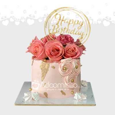 PASTEL DE CUMPLEAÑOS FLORAL CAKE 6 A 8 PORCIONES MEXICO