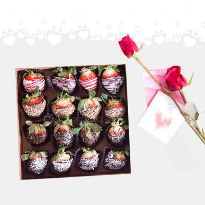 Caja de Fresas con Chocolate Amargo
