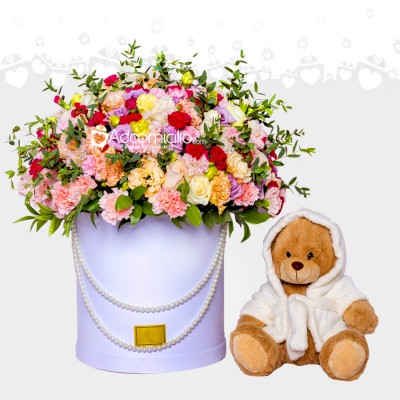 Regalo Para El Día De La Mujer Con Flores Y Peluche A Domicilio En Medellín 