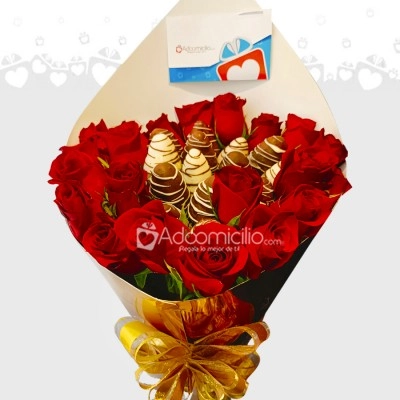 Fresas Con Chocolate Y Rosas Para San Valentín A Domicilio En Bogotá Pedido Con Un Día De Anticipación 